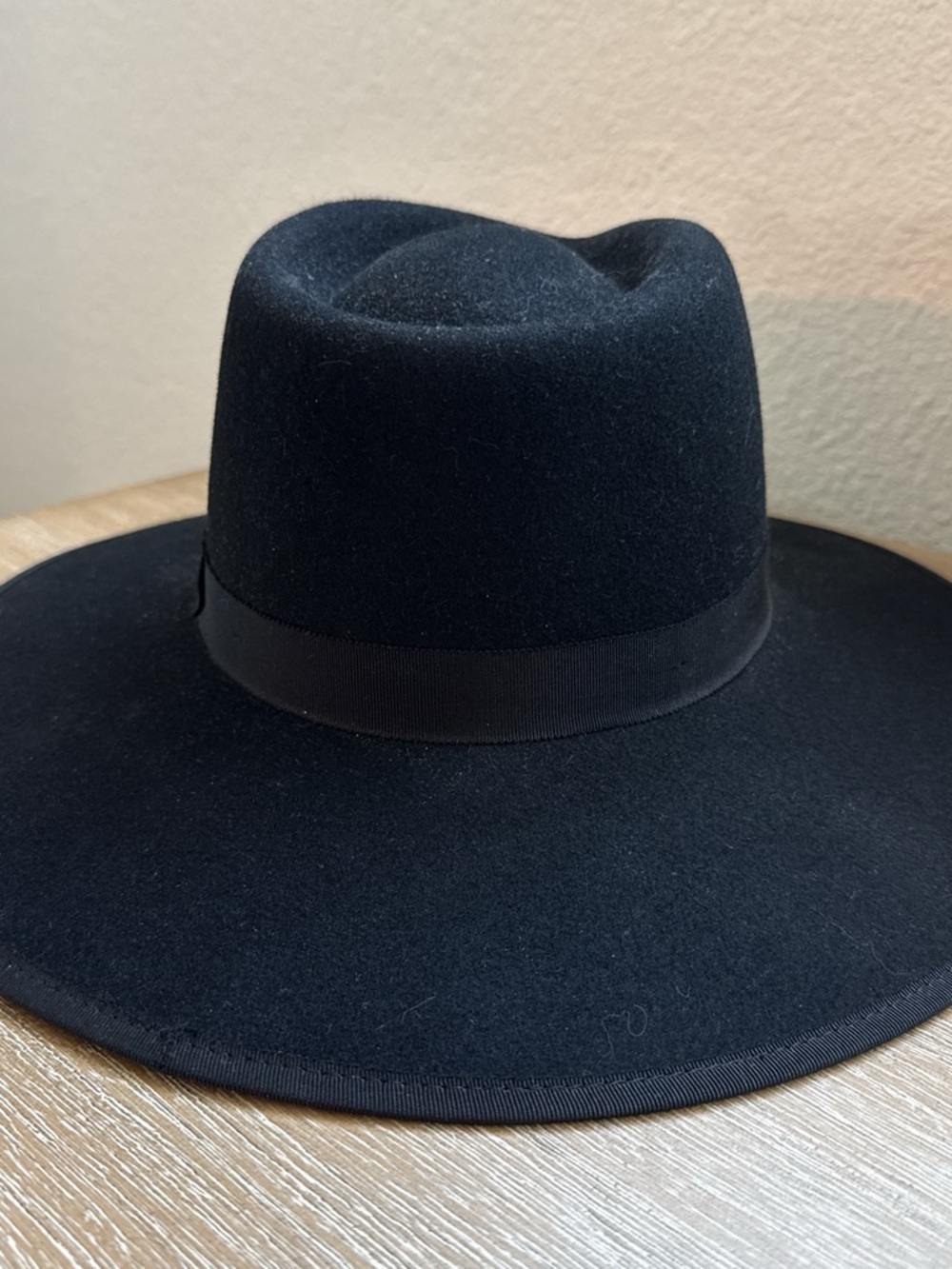 Brixton Jo Black Rancher Wide-Brim Felt Wool Fedora Hat Women Small